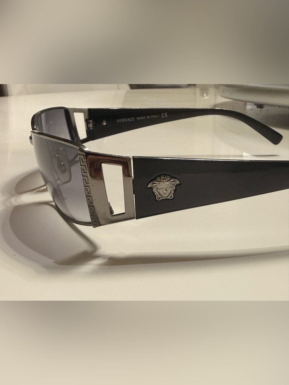 Versace Black Sunglasses with Silver Medusa Detail